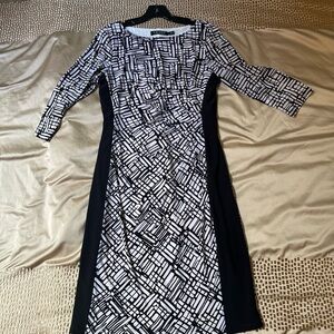 Lauren Ralph Lauren Geometric Black and White Long Sleeve Dress